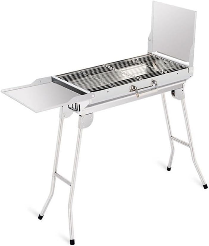 Stainless Steel Outdoor Barbecue Rack Portable Wooden Charcoal Stove Foldable