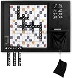 Oversized Wooden Wall Mounted Word Game (32β x 24β) | Magnetic Word Tile Board with Chalkboard, Storage & Tiles | Wall Mounted Game & Rustic Home DΓ©cor & Game Room Wall Decor
