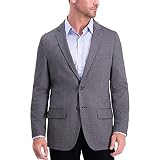 Haggar Men's Knit Stretch Slim Fit Solid Blazer, Medium Grey, 42R