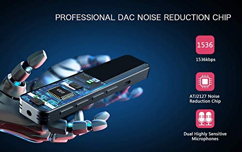 16GB Digital Voice Recorder, Voice Activated Recorder for Lecture, Meetings, Audio Voice Recorder with MP3 Player, with Rechargeable Stereo HD Recording Voice, USB, Password, Variable Speed - Thumbnail 4