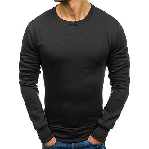 BOLF Men's Basic Sweatshirt Plain Sweater Pullover Crew Neck Long Sleeve Top Sport Casual J.Style 2001 Black L [1A1] Cover
