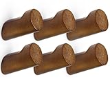 Optish Wood Wall Hooks for Hanging, 6 Pack Hat Hook for Walls, Coat Hook Wall Mount, Backpack Hooks for Walls, Bathroom Towel Hanger (Walnut)