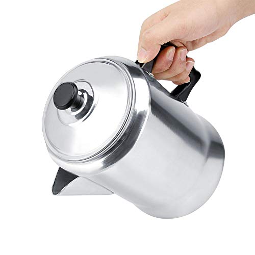 Haofy Aluminum Alloy Coffee Maker Pot Percolator Tea Kettle Stove Top With Lid Silicone Cool Grip #TOP4