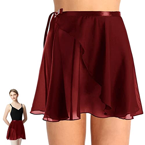 Falda de envoltura de ballet femenino, falda de baile de gasa de chicas, faldas ajustables de envoltura gimnasia de skate ballet faldas para adolescentes para adultos adolescentes
