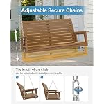 YEFU 48in/4FT 2 Seater Hanging Porch Swing - Teak - Image 4