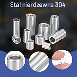 QUARKZMAN 16 sztuk tulejek dystansowych ze stali nierdzewnej 304, otwór 7 mm, średnica zewnętrzna 12 mm, długość 10 mm, wsporniki dystansowe do śrub M7 i prętów