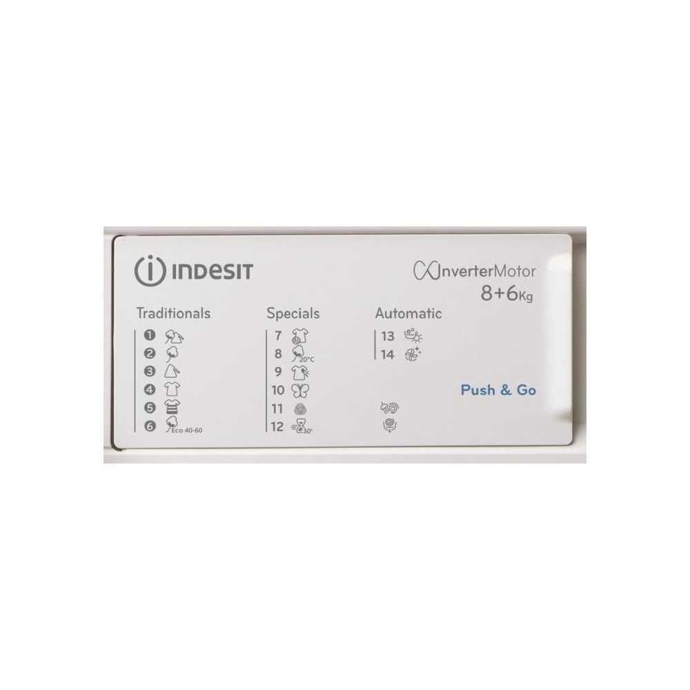 Lave-linge séchant tout intégrable INDESIT BIWDIL861485EU - 8/6 kg - Induction - L60cm - 1400 trs/min - Blanc