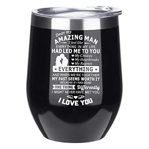 FAYERXL Personalized Wine Gifts Coffee Mug for Husband from Wife,Wine Tumbler Tea Cup Wedding Gifts for Fiance Boyfriend Cover