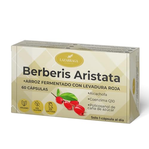 Lazarraga Berberina Levadura de Arroz Rojo Coenzima q10 Baja tu Colesterol - Función Normal del Corazón - Con Monacolina K - Pastillas para el Colesterol - Para 2 Meses