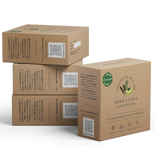 Image of Shunyam Herb A Veda Shampoo Bar with Amla, Shikakai, Reetha & Bhringraj | For Hair Growth | For All Hair Types | Sulphate & Paraben Free | Herbal & Natural Hair Care | 70g