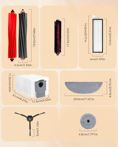 Image of 30pcs Accessories Kit for Roborock S8 MaxV Ultra /S8 Max Ultra Robot Vacuum Cleaner, Replacement parts with 6 Activated Carbon Dust Bags, 2 Main Brushes, 4+4 Mop Cloths, 4 HEPA Filters, 6 Side Brushes