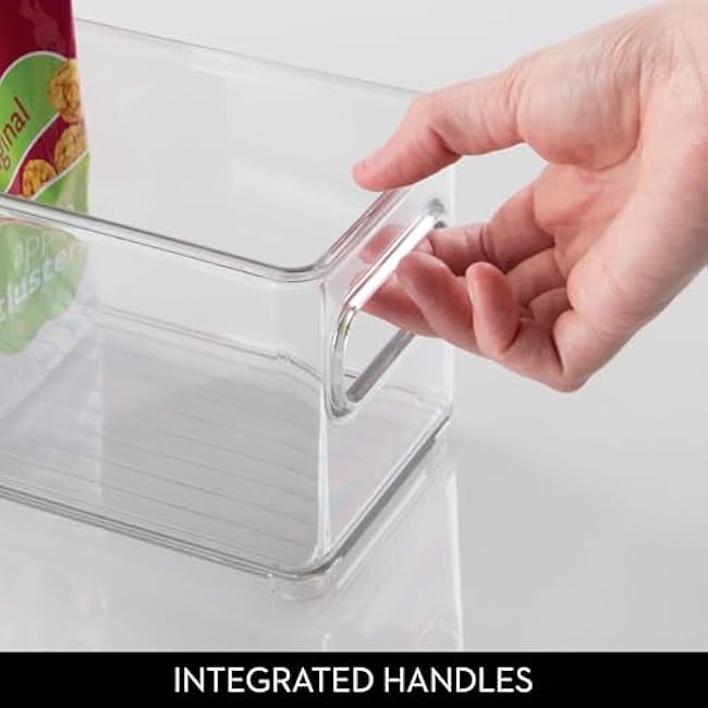 iDesign Stackable Fridge Bin with Handles - Ideal for Freezer or Pantry, Set of 3, Clear, Made in USA