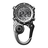 Dakota Digital Backpacker Clip, Fob and Pocket Watch, Alarm, Stopwatch, Timer and Dual Time, Outdoor Gifts for Men and Women, Tactical Digital Watch