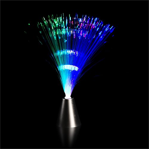 Light Up Fiber Optic Centerpiece Novelty Flashing LED Multicolor Decoration Party Favor, Silver Cone Base