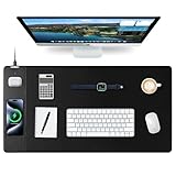 Mouse Pad with Wireless Charging, Gaming Mouse Pad with Ultra-Smooth Surface, Large XXL Desk Mat, Non-Slip Mouse Mat, Waterproof Computer Keyboard Pad for Gaming, Desk, Office, PC, 800x400x4MM, Black