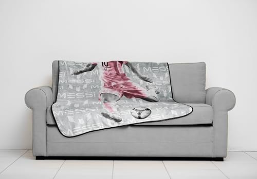 Image of Jay Franco Kids Plush Throw Blanket - Soft & Cozy Fleece Throw for Bedroom & Couch Decor, Official Licensed Product, Grey - Messi, 46x60 - Throw Blanket