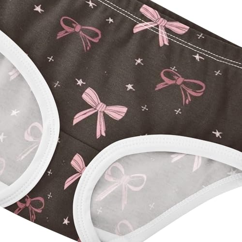 Wusikd Pink Ribbon Bow Star Girls' Underwear Cotton Girls Briefs Soft Toddler Underwear 2T4