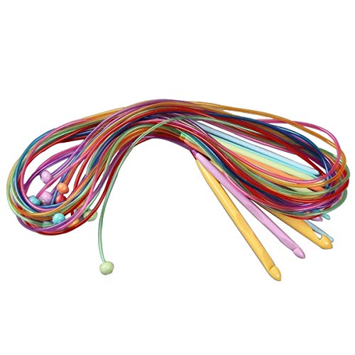 Crochet Hooks Set,12Pcs 1.2m/47.2inch Long 3.5mm-12mm Afghan Tunisian Carpet Weave Knitting Needles with Cable