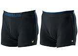 Cat Caterpillar 2 Stück Baumwolle Boxer/Retroshort, Schwarz mit Fluo/Neon Bund, wahlweise in M/5 | L/6 | XL/7 | XXL/8, weiche Top Qualität und Design … (M/48/5, Fluo Blau)