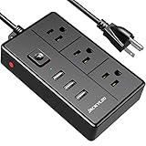 Power Strip with USB, JACKYLED Small Power Strip with 3 Outlets 3 USB Ports, Mountable Charging...