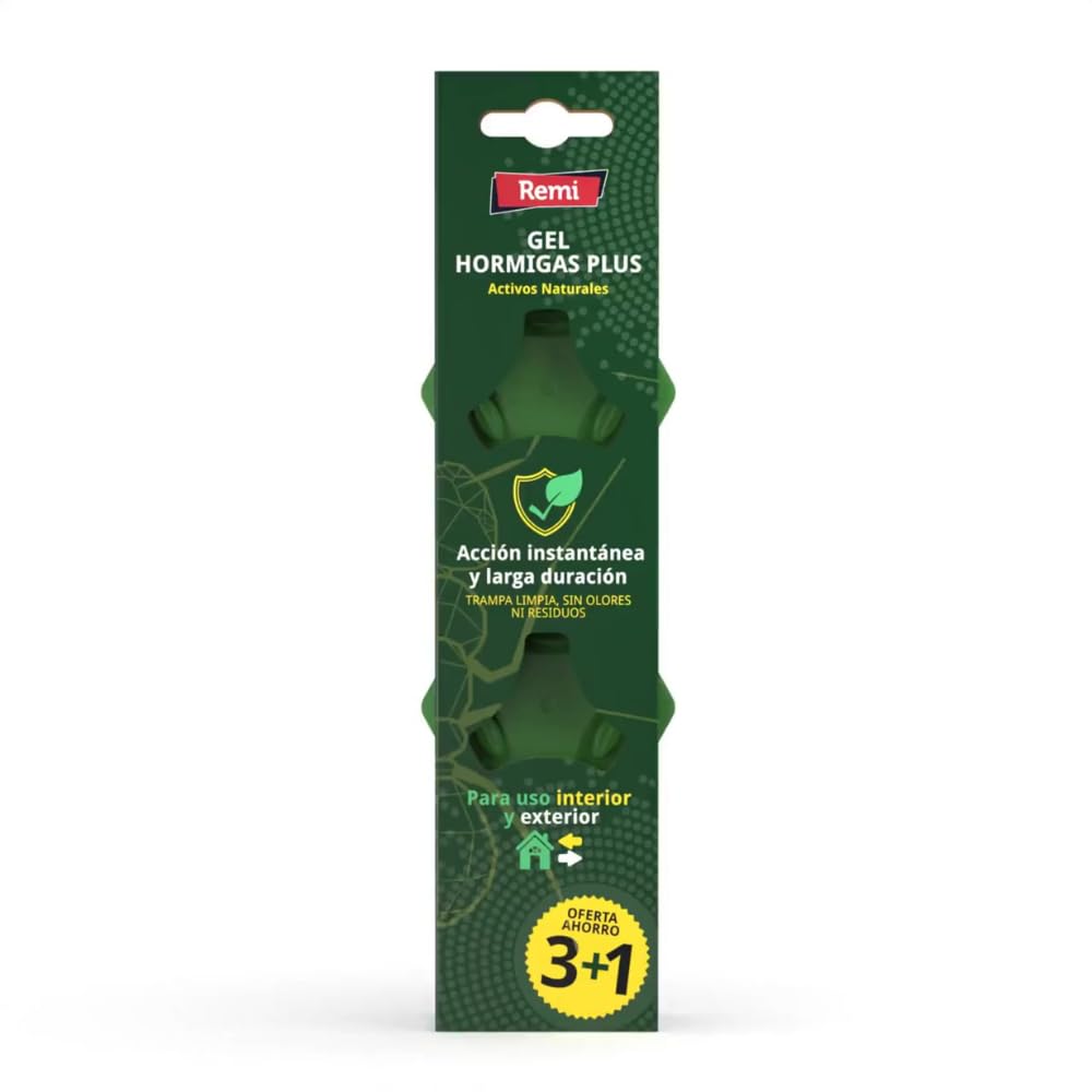 Remi Hogar Defens Gel Hormigas | Pack 4 Trampas Insecticida Hormigas | Cebo Insecticida Listo para Usar | Elimina Hormigas y el Hormiguero | Uso Interior y Exterior | Alta eficacia | Listo para Usar