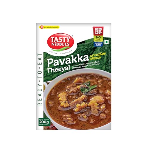 Image of TASTY NIBBLES Ready to Eat Kerala Special Pavakka Theeyal | Bitter Gourd | karela Theeyal Open Heat & Eat | Vegetarian | No Added Preservatives | Japanese Retort Technology 200GM (Pack of 1)