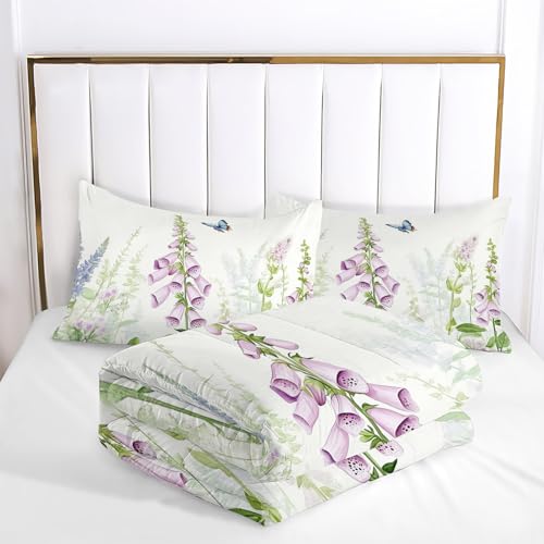 Parure de lit esthétique en microfibre douce motif fleurs et papillons - 6