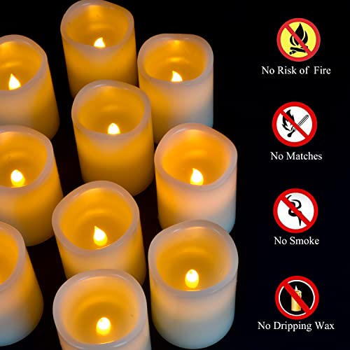 Vickiss Flameless Candles Led Candles Set Of 12 (D:3" X H:4") Battery Operated Candles Flickering Bulb Pillar Ivory Real Wax Electric Candles With Remote And Timer For Home Decoration #TOP5