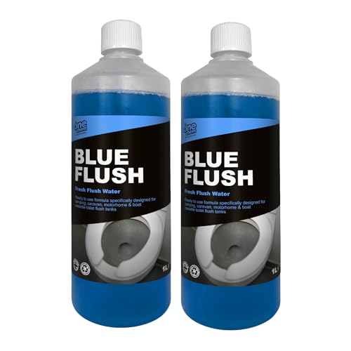 One Chem Professional Toilet Cleaner Blue Flush for Caravans & Motorhomes, 2 x 1 Litre, Formaldehyde Free, Blue Fluid