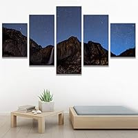 SIGNWIN 5 Panel Canvas Wall Art Aerial Astronomy & Space Dramatic Global Green Photography Realism Stars Ultra for Home Decorations Ready to Hang - 60