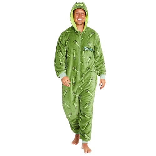 RICK AND MORTY Adult Onesie for Men and Teenagers - Hooded Fluffy Fleece Lounge Wear S-2XL - Gifts