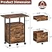 GYIIYUO 2 Wood Drawer Lockable File Cabinet with 22'' Extended Desktop, Mobile Filing Cabinet with Side Bag, Rolling Printer Stand, Fits A4&Letter Size, Home Office, Rustic Brown