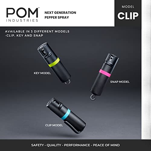 Pom Pepper Spray Grey Flip Top Pocket Clip - Maximum Strength Oc Spray - Self Defense - Tactical Compact & Safe Design - 25 Bursts & 10 Ft Range - Powerful & Accurate Stream Pattern #TOP5