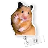Funny Hamster Badge Reel Retractable for Nurse Nursing RN CNA LPN Medical Worker & Office Staff, Cute Nurse Badge Accessories, Hamster Meme ID Badge Holder with Alligator Clip & 24” Durable Nylon Cord