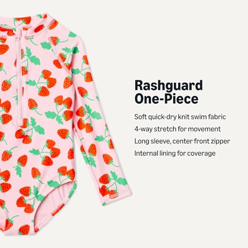 Image of Amazon Essentials Girls' Long Sleeve Rash Guard One-Piece Swimsuit