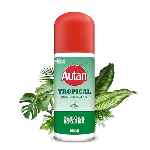 Autan Tropical Spray Secco, Spray Antizanzare Forte, Repellente Zanzare Azione Protettiva Duratura, Fino a 8h protezione, per viaggi in Luoghi Tropicali, Efficace per Virus West Nile, 1 Conf da 100ml