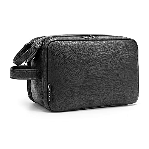ROYALFAIR Trousse de Toilette de Voyage pour Homme Trousse de Toilette en Cuir PU imperméable Grande capacité Trousse de Toilette (Noir)