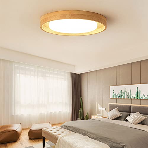 Plafonnier acrylique LED rond en bois véritable pour éclairage de balcon et bureau