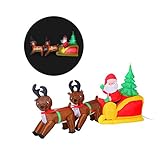 7' Inflatable LED Lit Christmas Santa & Reindeer - Lawn Yard Decoration