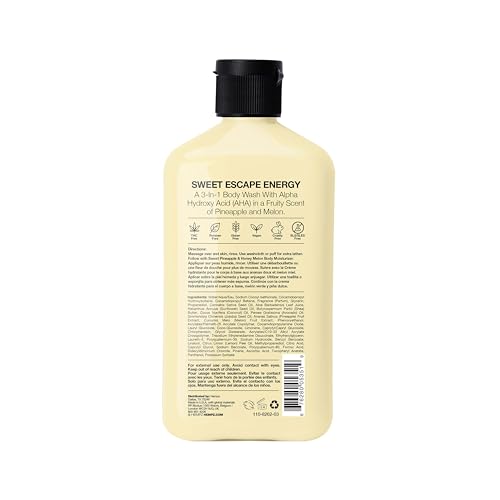 Image of Hempz Body Wash - Sweet Pineapple & Honey Melon - Hydrating for Sensitive Skin, Scented, Exfoliating with Shea Butter, Pure Hemp Seed Oil, and Algae for Sensitive Skin - 17 fl oz