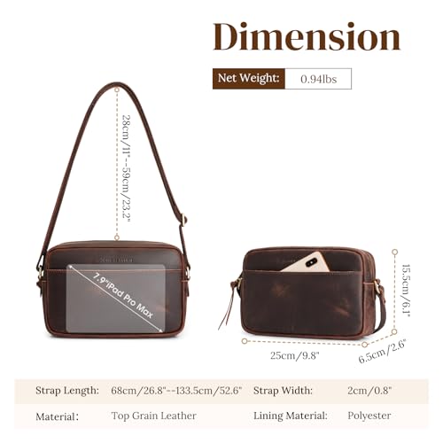 S-ZONE Crossbody Bags for Women Top Grain Leather Shoulder Handbags Camera Bag Purse Adjustable Strap Travel Daily Gift4