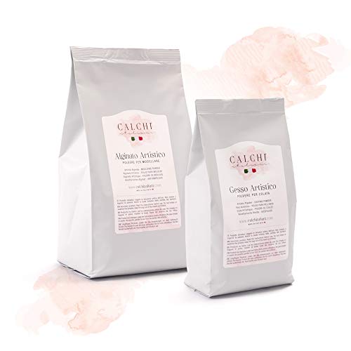 Alginato para Moldes 600g + Yeso para Esculturas 1200g para Moldes de Manos de Parejas, Adultos, Familias, Niños, Bebés | Polvo para Moldes en Bricolaje | RECARGA para Kit Molde 3D Calchi Italiani