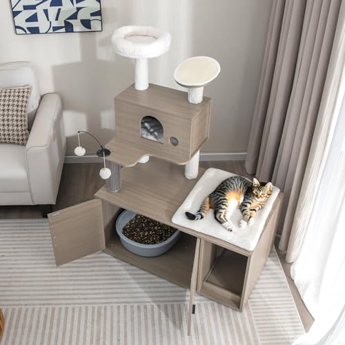 PETSITE Árbol para Gatos con Caja de Arena y Rascador 52 in miniatura 2