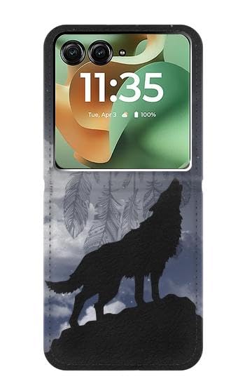Etui cuir Motorola Razr 70+ finition relief loup luxe