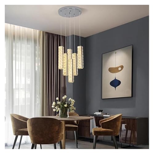 Lustre LED de luxe en cristal pour salon et luminaire vertical