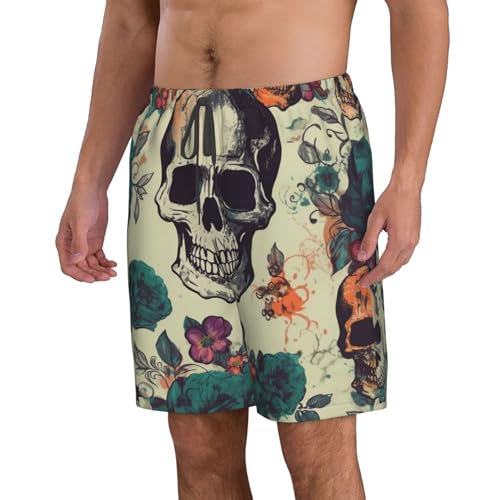 Skull Flower Men's Casual Shorts Drawstring Summer Beach Shorts Quick Dry Bathing Suits Hawaii Swim Trunks2