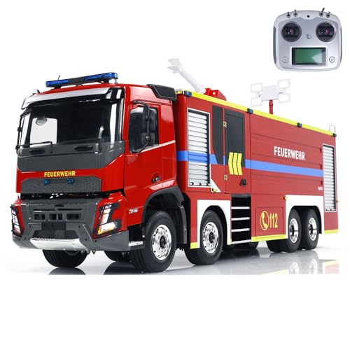 wheelfun 1/14 8X4 Remote Control Fire Truck RC Fire Fighting Vehicles Model Lights Sounds for Adult Hobby