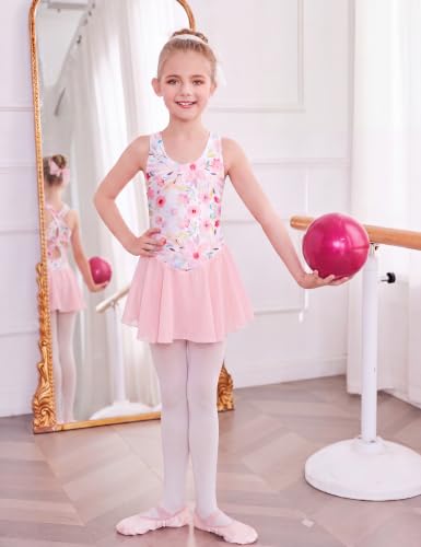 Image of Arshiner Kid Girls Hollow Back Ballet Leotard with Skirt Sleeveless Dance Dresses