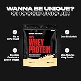 Body Attack 100% Whey Protein Natural - 900 g - Made in Germany - Extra cremiges Eiweißpulver mit Hydrolysat & BCAA´s, unterstützt Muskelaufbau und Diäten - Für Sportler & Athleten