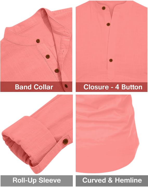 Image of ROYALSCOUT Combo of Men's Solid Cotton Blend Full Sleeve Straight Kurta Shirt (Pack of 2)